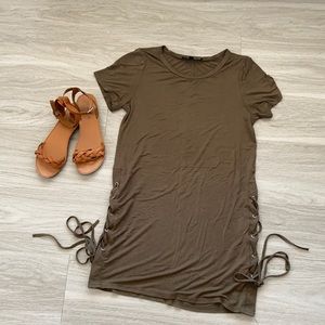 Lulu’s Olive Green Side Tie Shirt Dress